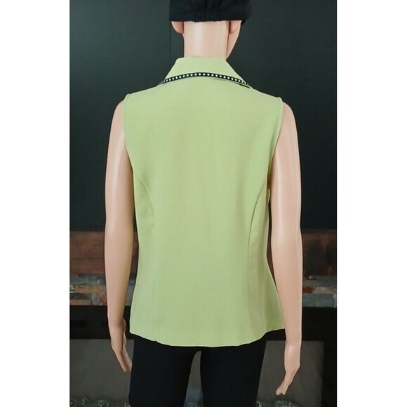 Sag Harbor Women's Size 8 Sleeveless Lime Green Button Up Collar Tank Blouse Top - Picture 6 of 9
